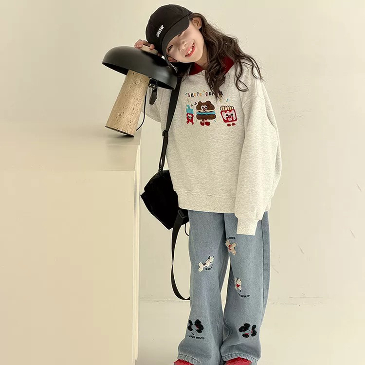 422-mochier薯条三兄弟-大童Polo领学院风加绒加厚保暖卫衣