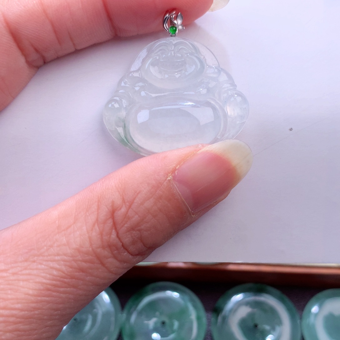 翡翠吊坠(不含链)18K金镶嵌