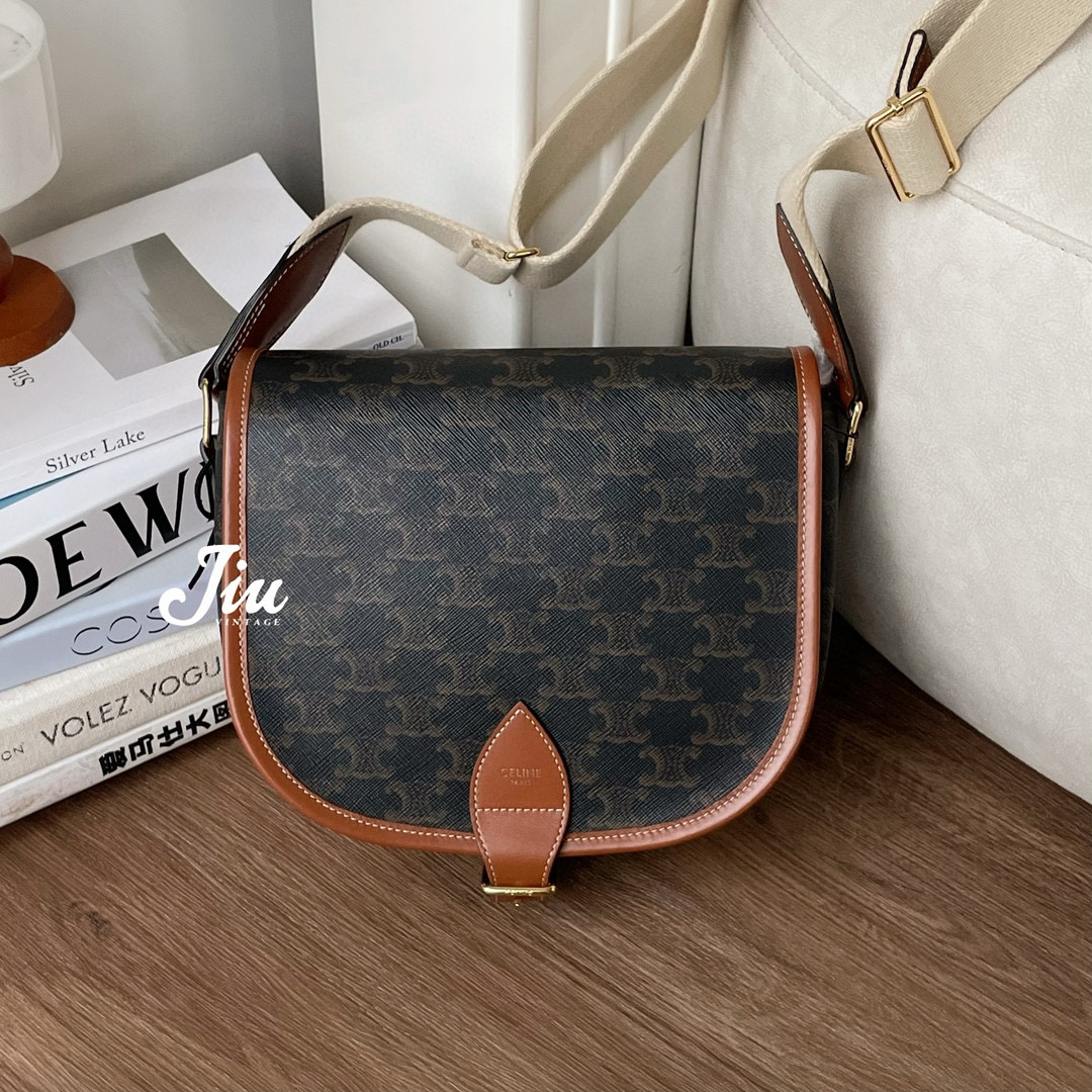 99新 Celine/思琳 新款宽肩带马鞍包JM2-7375价