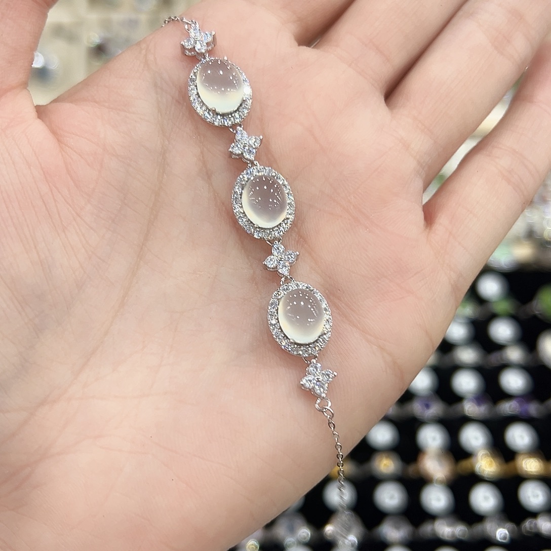 种****岫玉银S925镶嵌手链