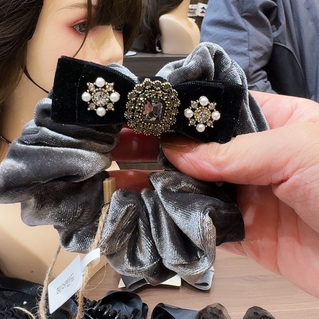 皮质非金属蓝色发圈