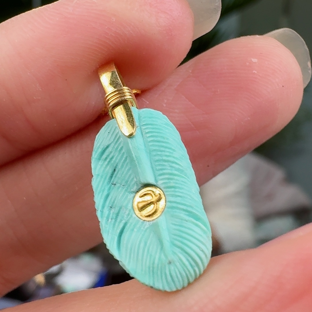 绿松石珠宝奇石18K金镶嵌