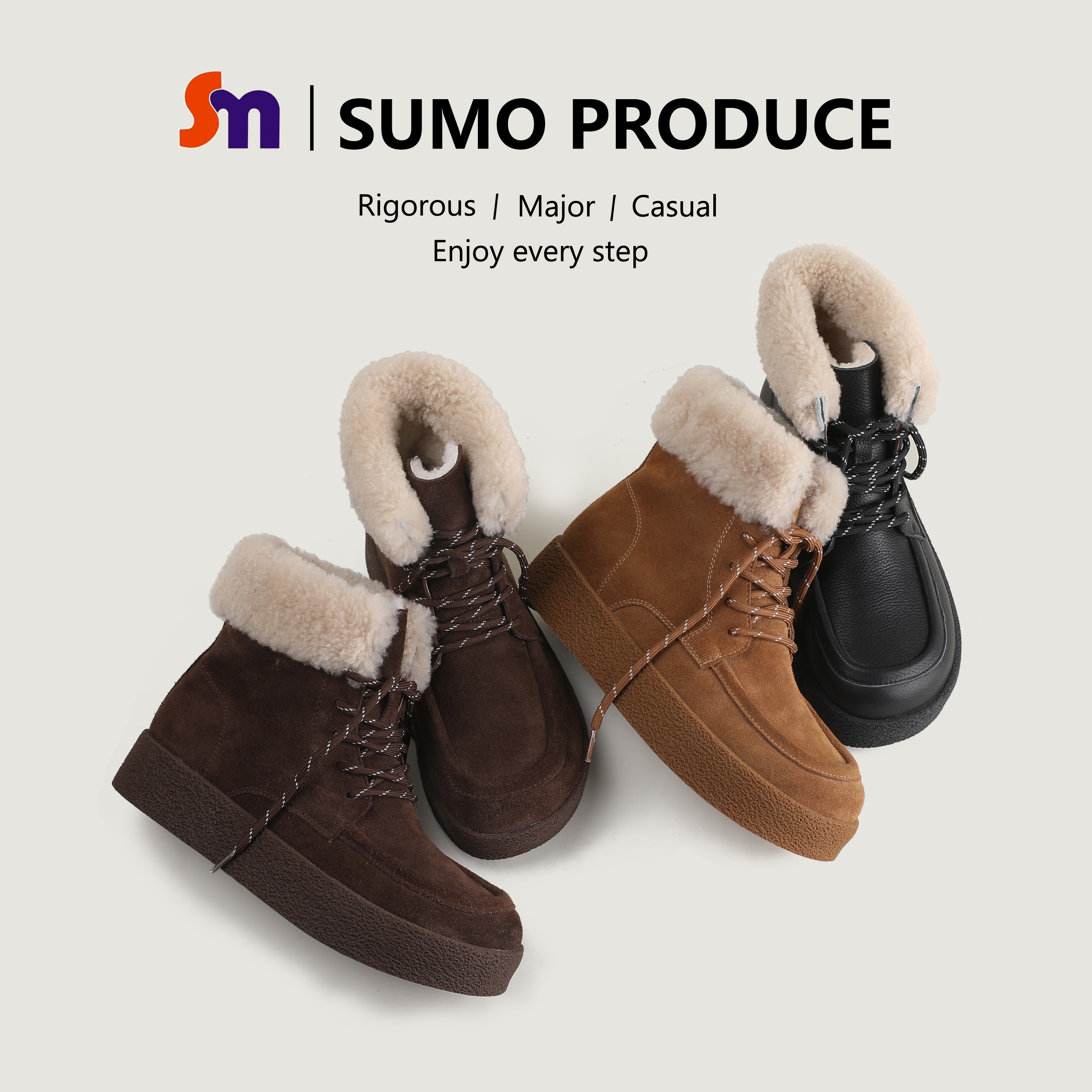 【卡妈Hmm】冬羊皮毛一体雪地靴女保暖短靴厚底高帮勃肯鞋棉鞋防滑