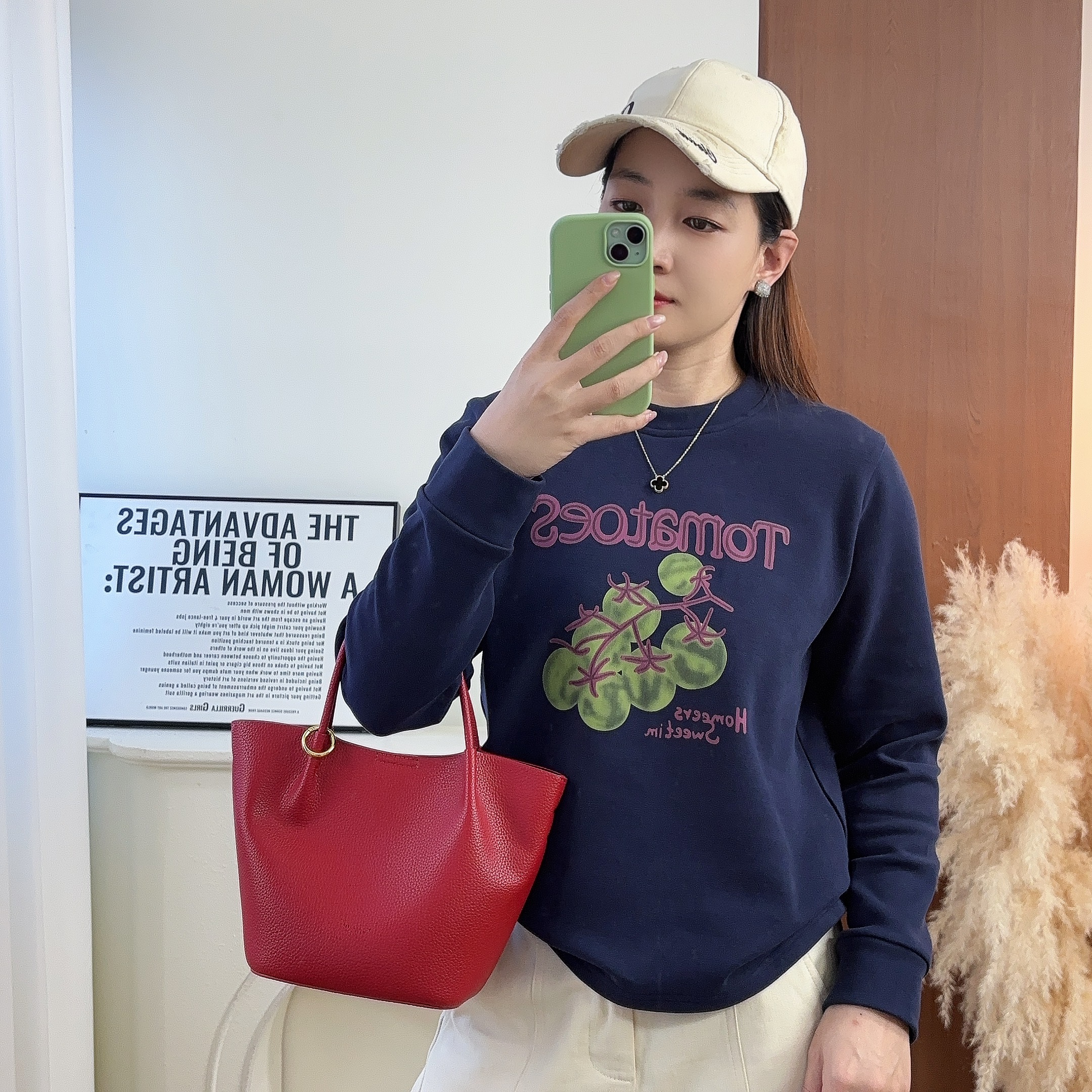 U.Ni【番茄】冬款加绒加厚正肩圆领女长袖上衣350克