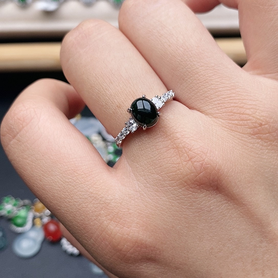 翡翠银S925镶嵌戒指