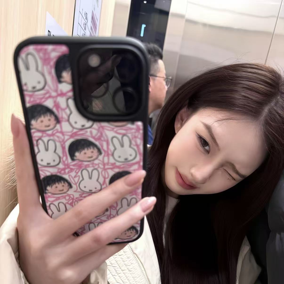 黑边玻璃米菲兔樱桃小丸子适用iPhone17promax手机壳苹果16151413