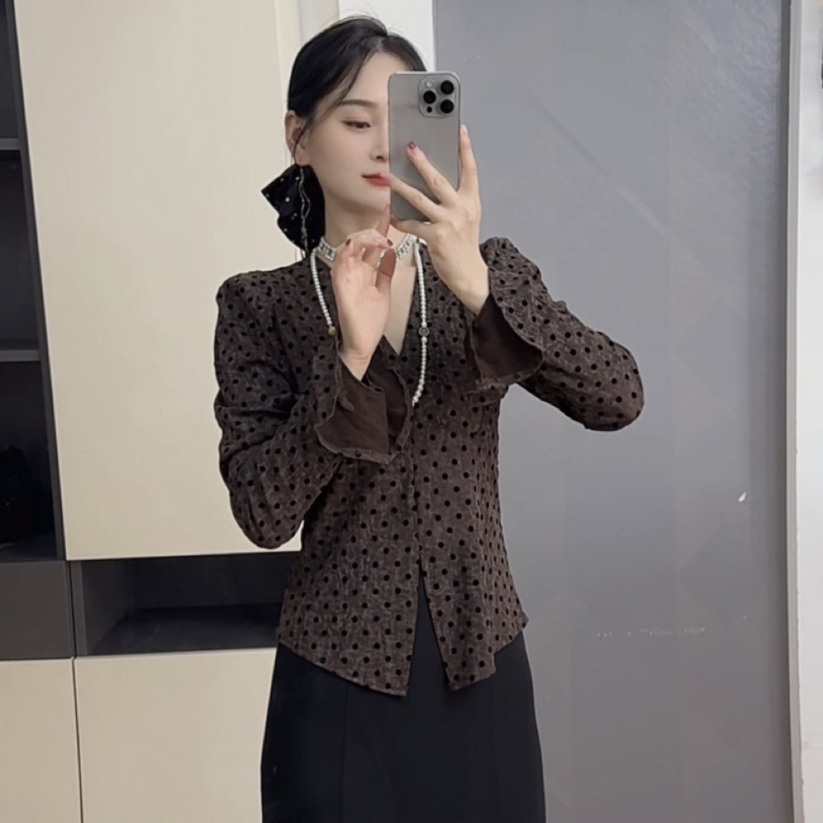 【XING星星定制】洋气波点秋季新款长袖上衣