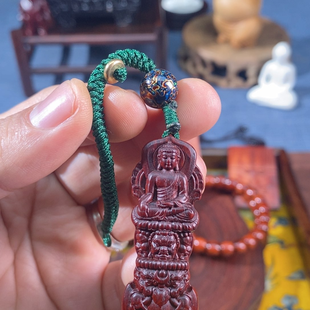 檀香紫檀（小叶紫檀）大日如来+大漆 钥匙扣