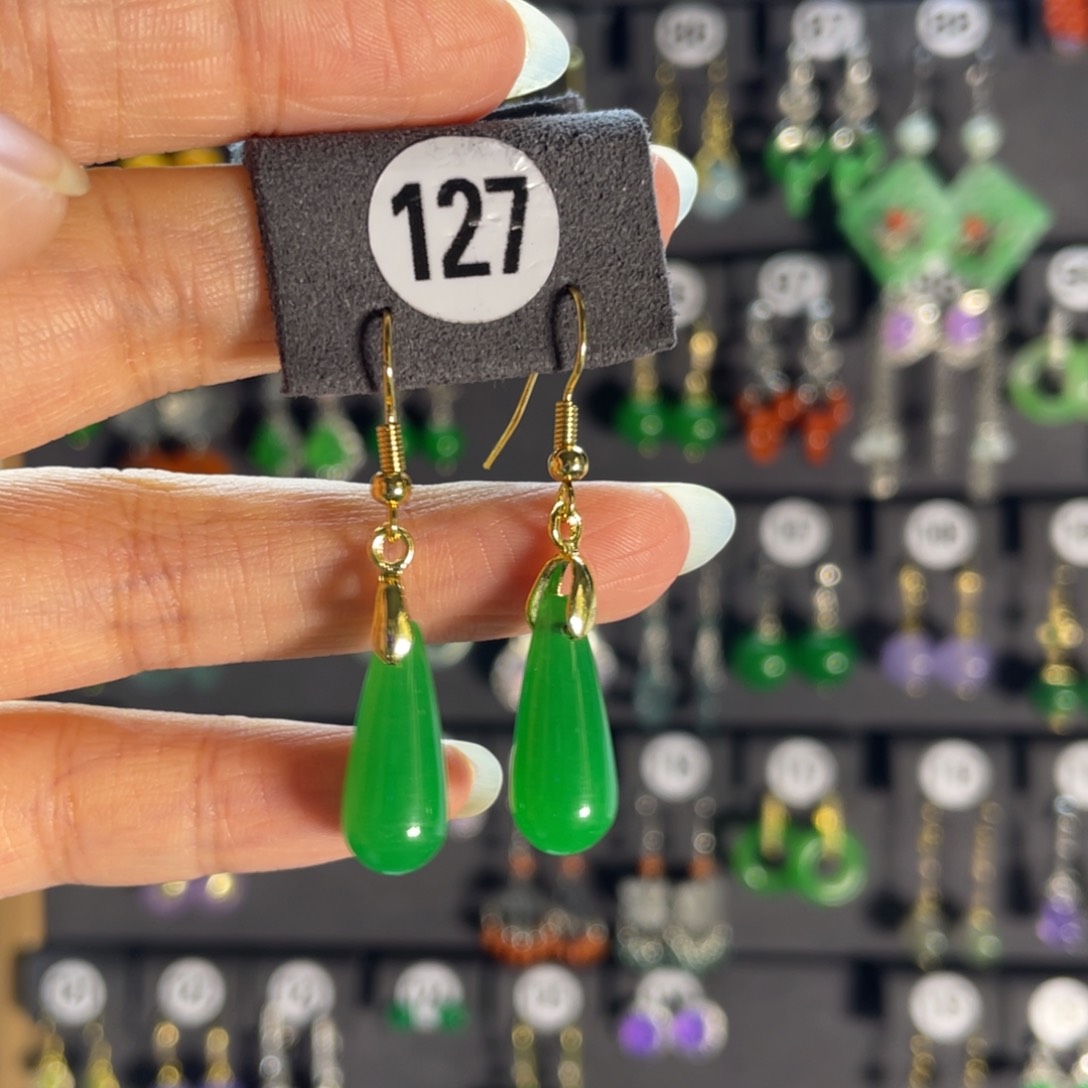 银S925镶嵌翡翠耳饰127