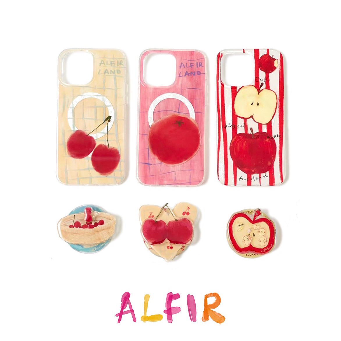 Alfir·格子水果磁吸手机壳/支架 水果支架可爱手绘原创iPhone17pm