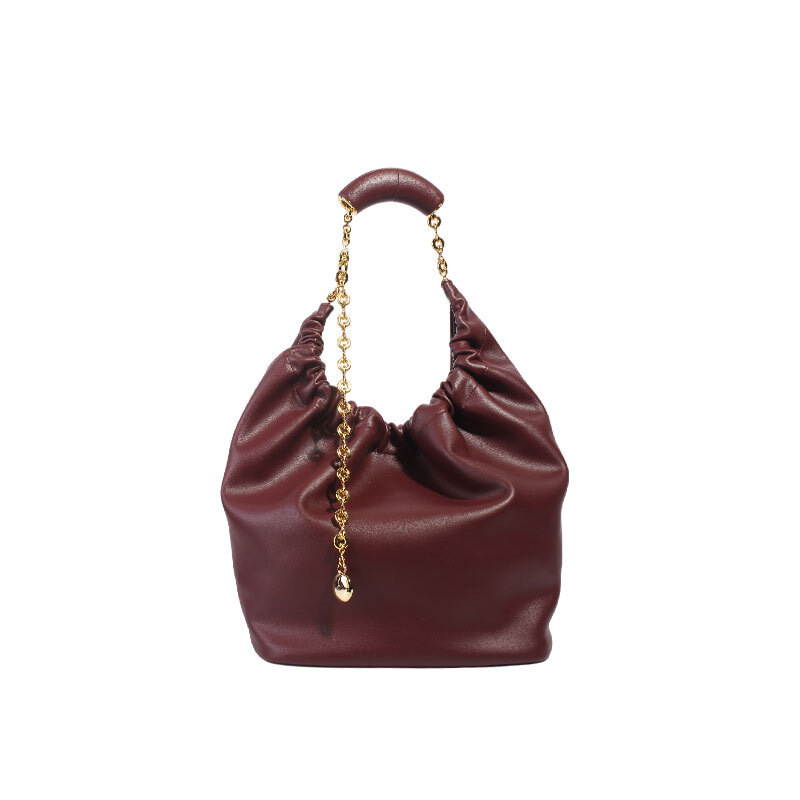 褶皱柔软手柄可调节磁扣单肩手提托特大号BK-1203-千禧红