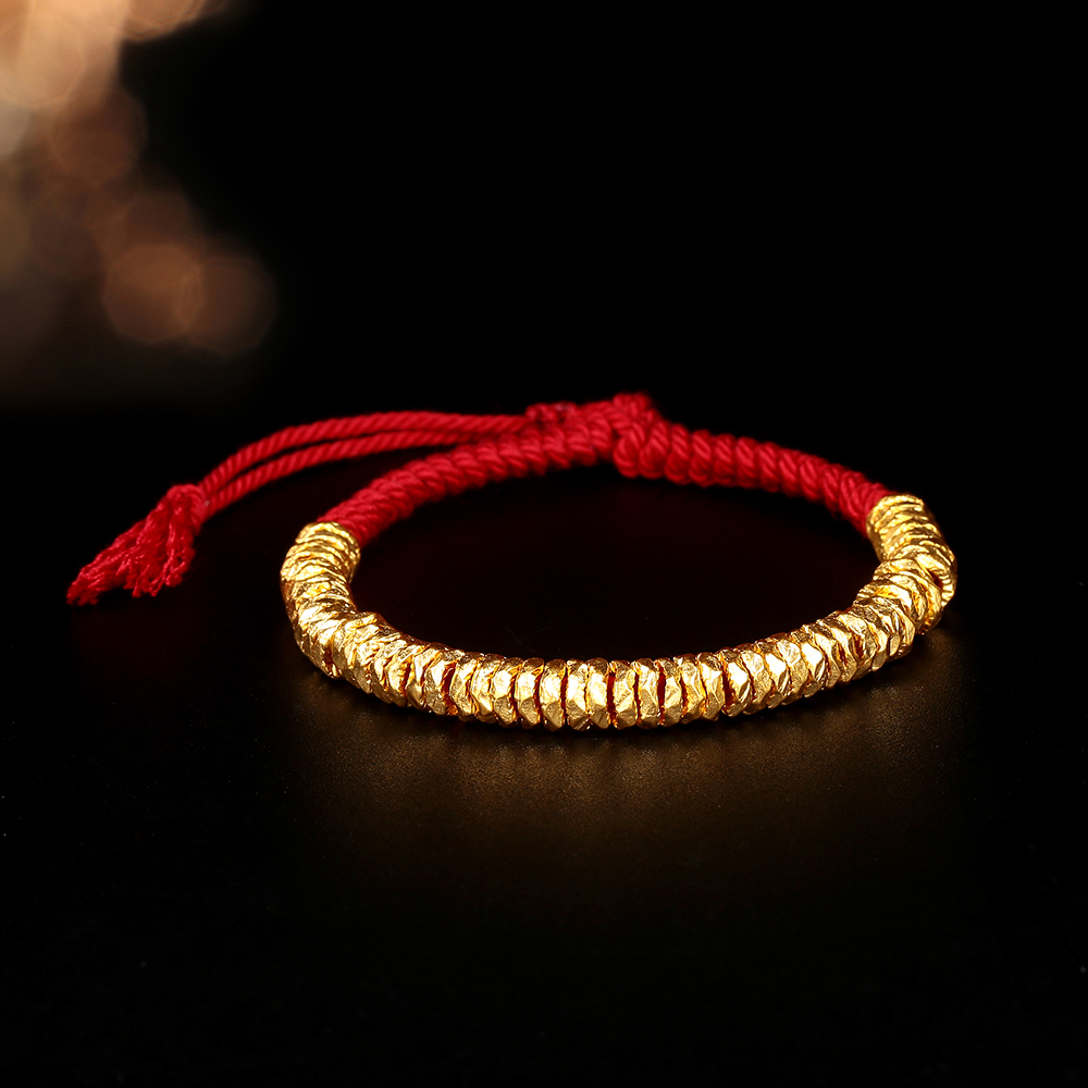 【阿雅专属】足金6mm碎盘缠红绳配件