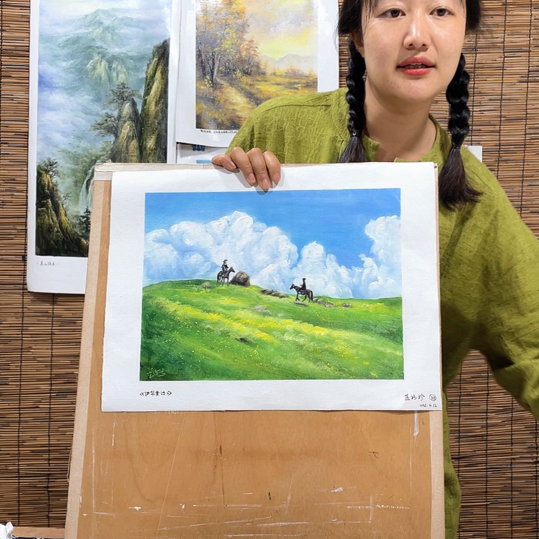 油画恭喜竞拍成功薇爽