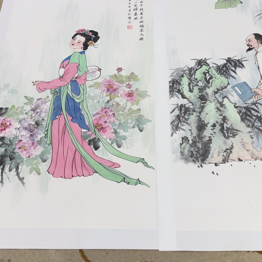 逍***游国画蒙生佑四尺人物两张