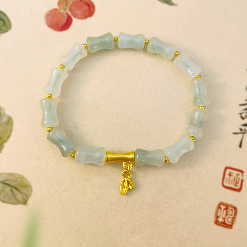 匠记足金999竹节手链女玉竹节串珠手串小众高级感设计送女友
