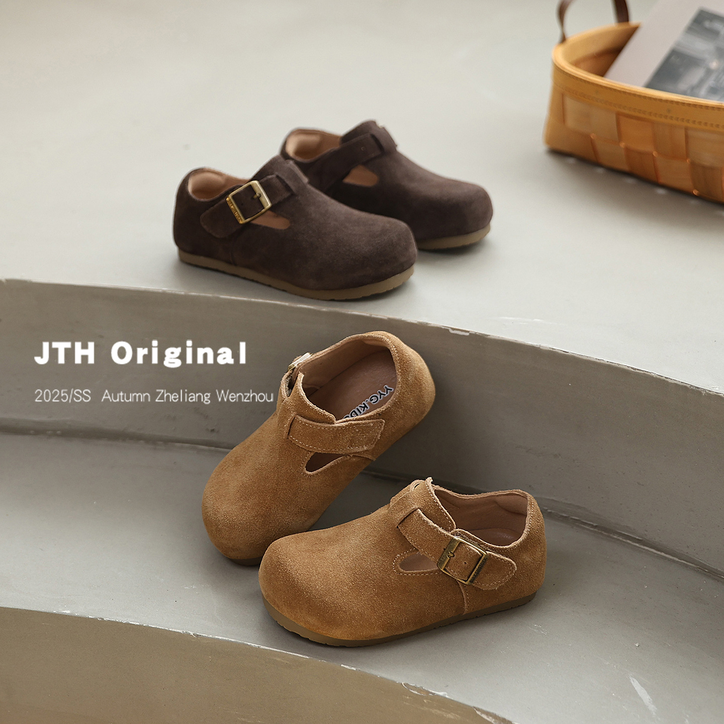 秋冬新款韩版男女童四季真皮磨砂勃肯单鞋中大童女童