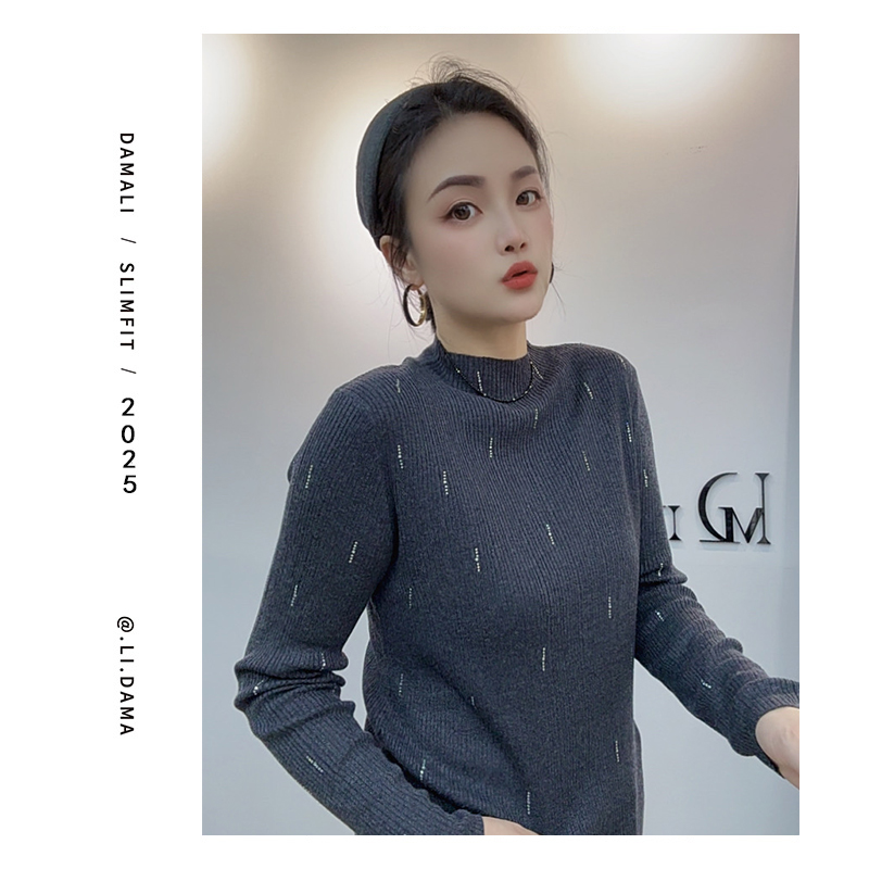大码利-秋上新【流星雨烫钻羊毛衫】韩系显瘦长袖上衣宽松百搭