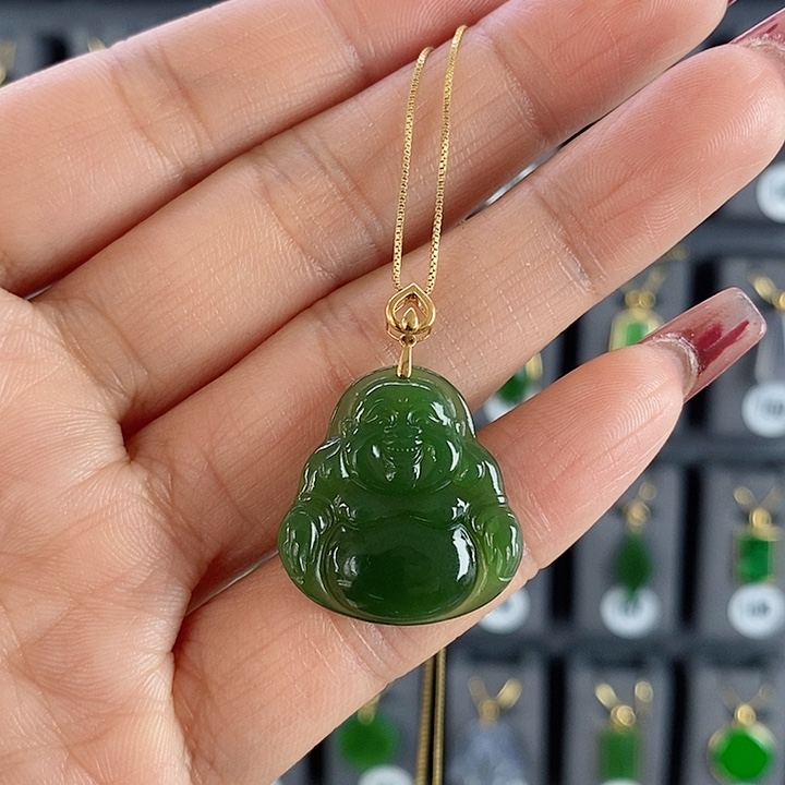 和田玉吊坠(赠链)18K金镶嵌