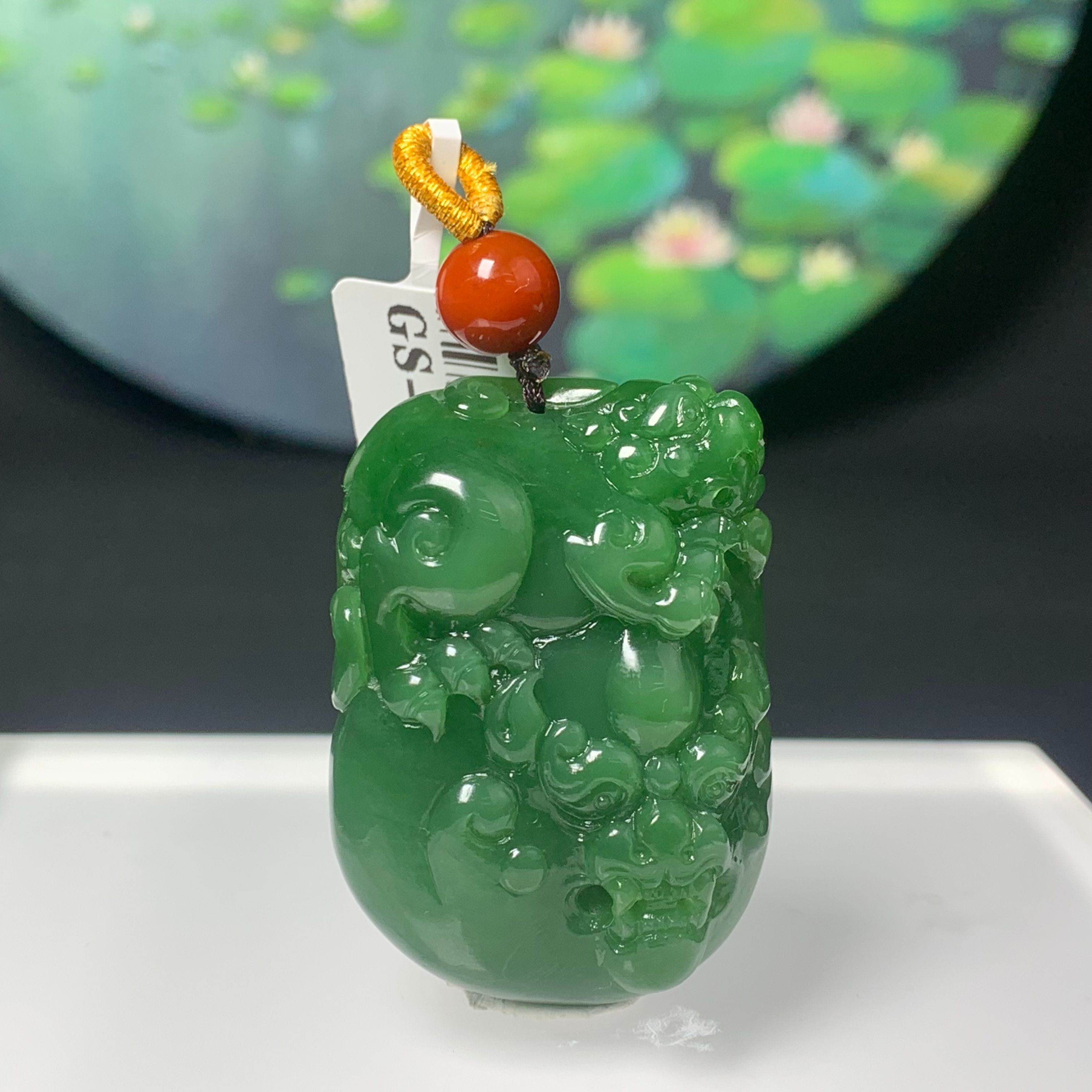 H010 和田玉碧玉辣绿老坑满色吊坠