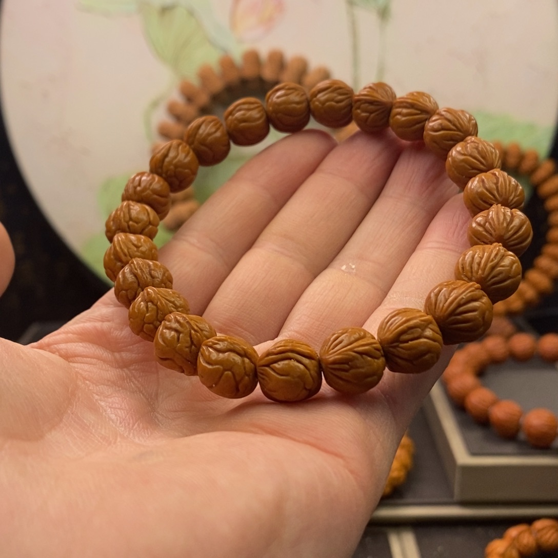 桃核手串(****12玉龙脊手串