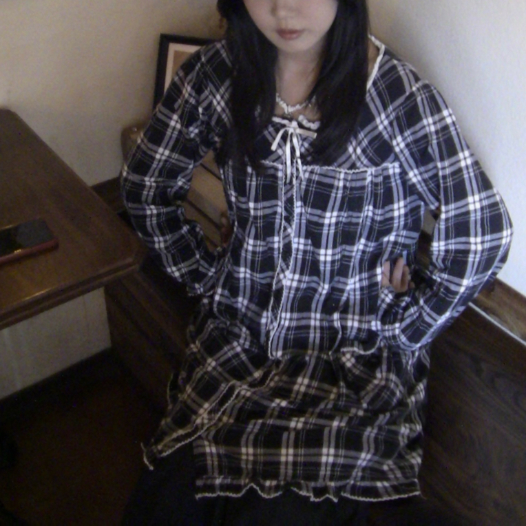 久菜vintage古着纯棉春夏日系文艺上衣女复古宽松春秋长袖