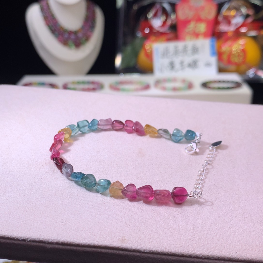 碧玺手链银S925镶嵌碧玺