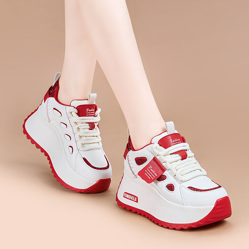 厚底7CM增高老爹鞋女2025春季新款真皮女鞋潮爆款百搭休闲运动鞋