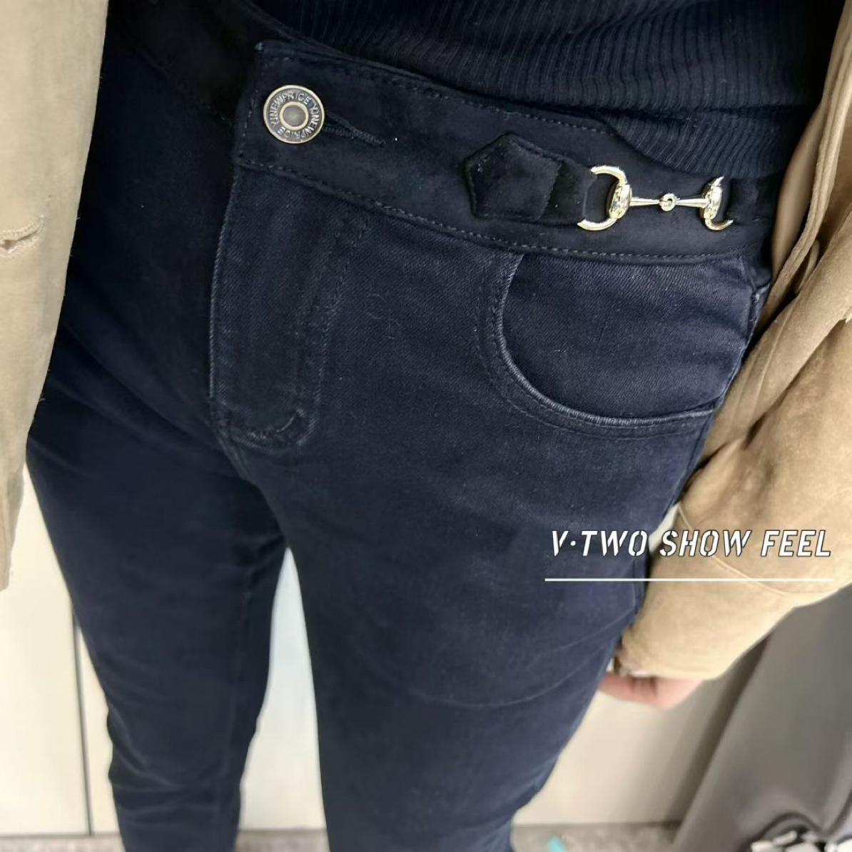 深圳南油XB高腰显瘦百搭直筒烟管牛仔裤子冬季新款