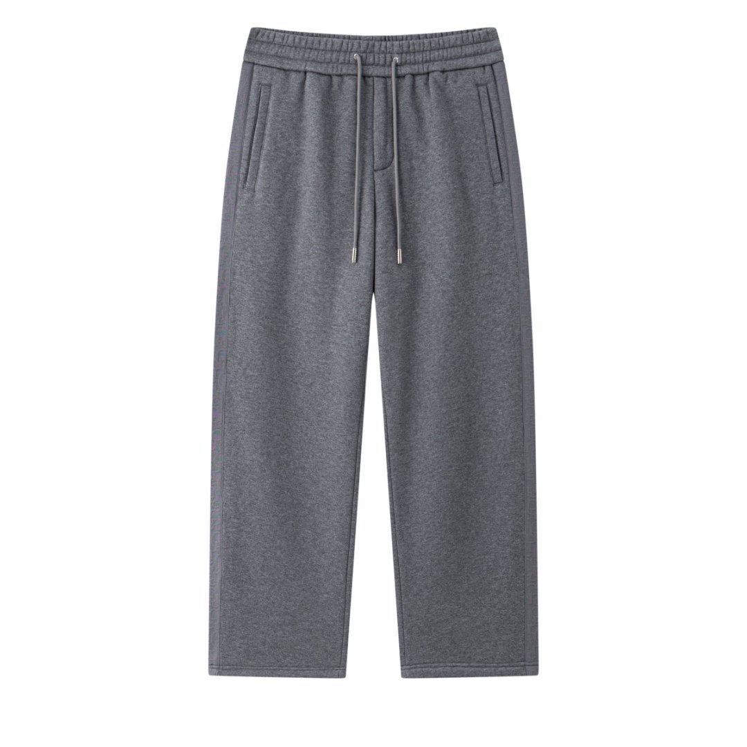 CRCR冬季男士时尚纯色舒适防风保暖休闲宽松加绒加厚直筒裤