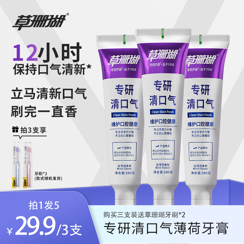 草珊瑚专研清口气牙膏清新口气护龈薄荷牙膏家庭装牙膏护理