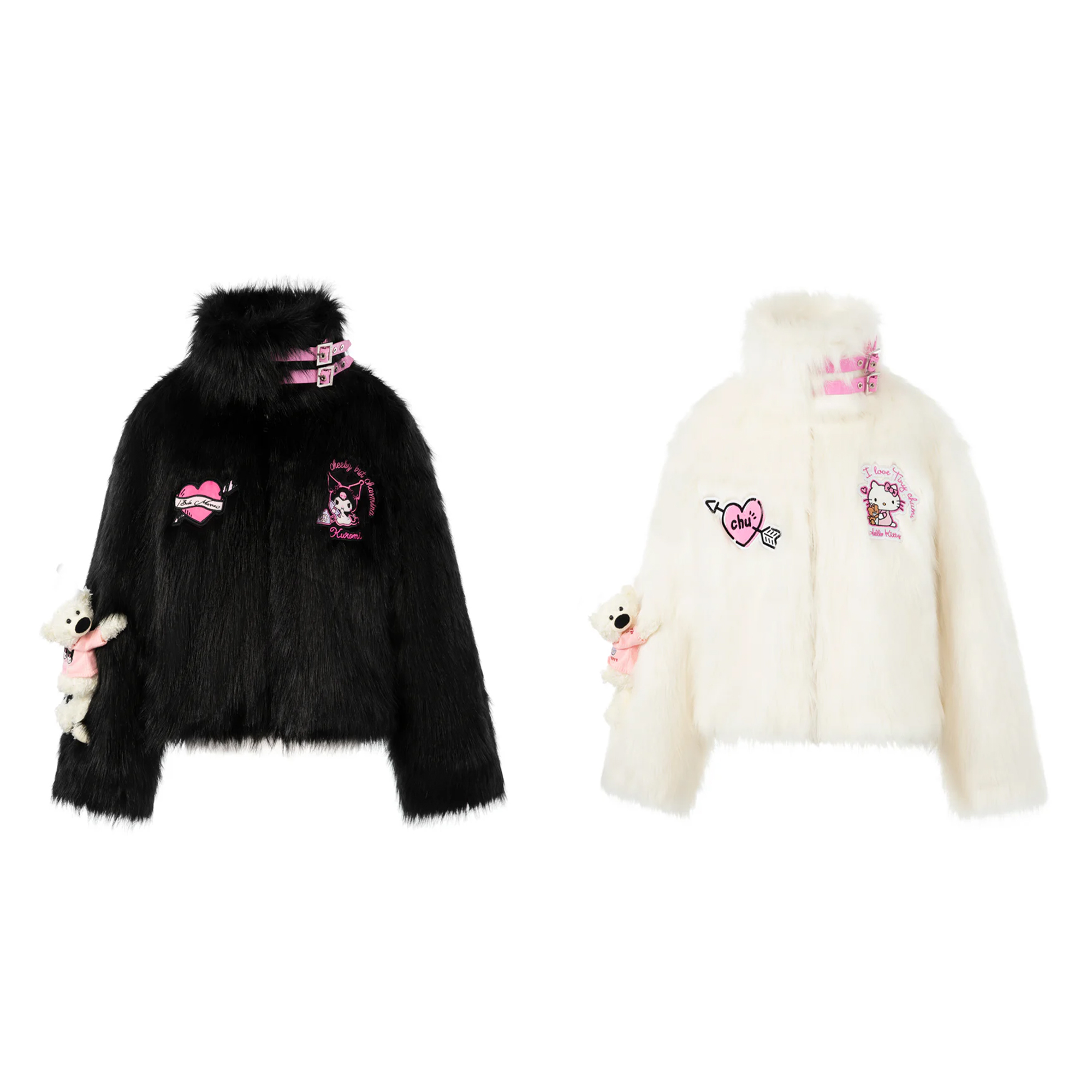 库洛米、HelloKitty联名立体玩偶仿貂毛外套DLDE1115