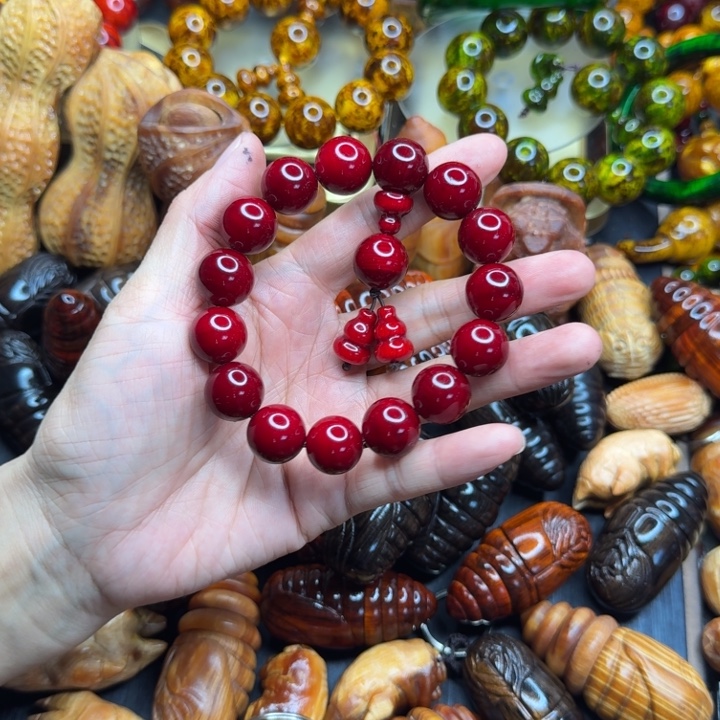 松木琥珀木文玩手串