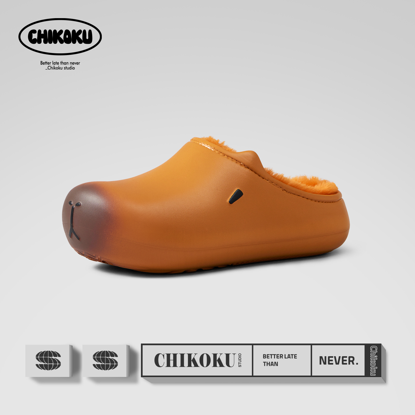 chikoku卡皮巴拉勃肯加绒女冬厚底情侣居家防滑毛绒保暖男棉拖鞋