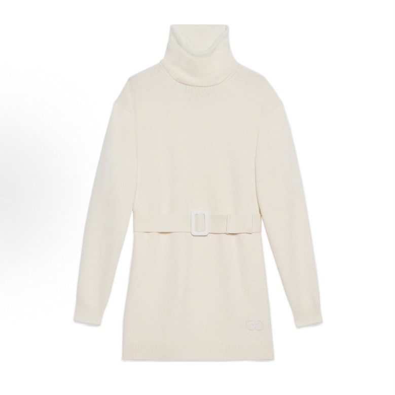 未使用 GUCCI/古驰 纯色系腰高领套头针织毛衣连衣裙