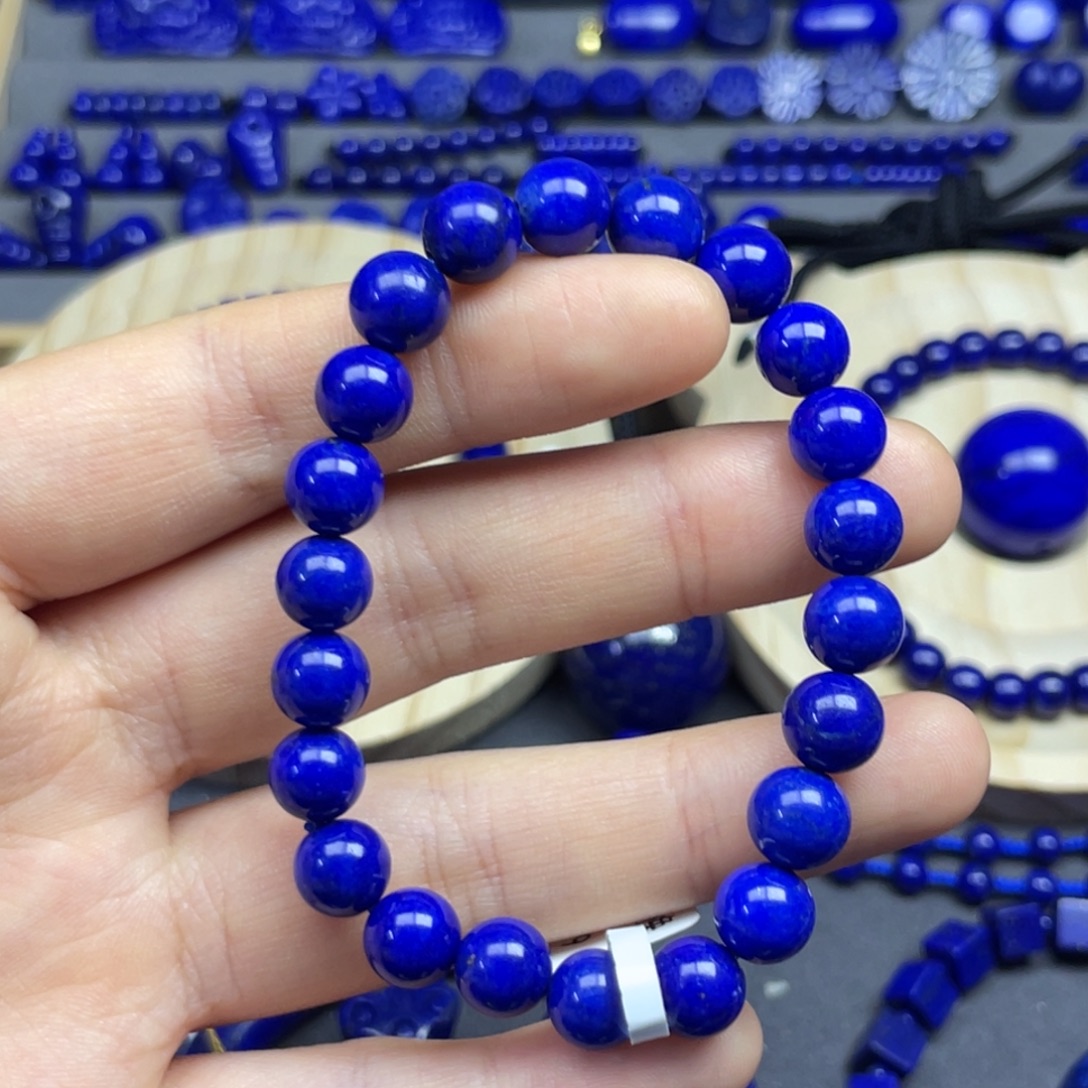 青金石未镶嵌圆珠手串8+