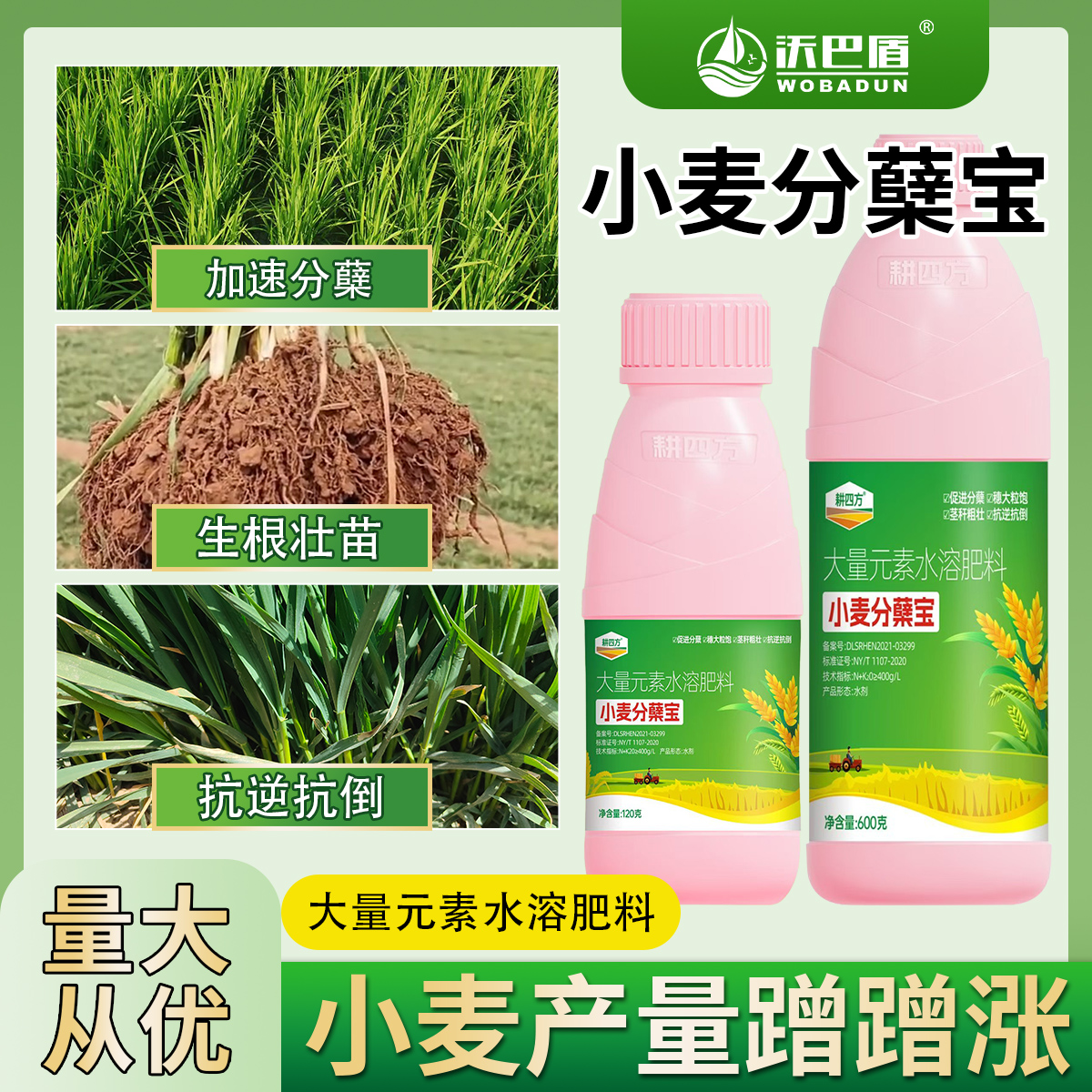 耕四方小麦分蘖宝小麦专用肥小麦促分蘖肥生根壮苗防冻抗旱叶面肥