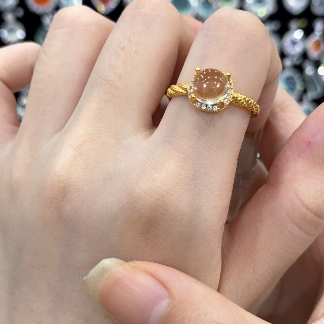 黄晶戒指银S925镶嵌