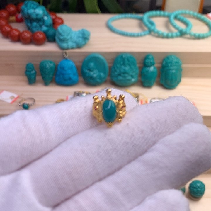 绿松石珠宝半成品18K金镶嵌