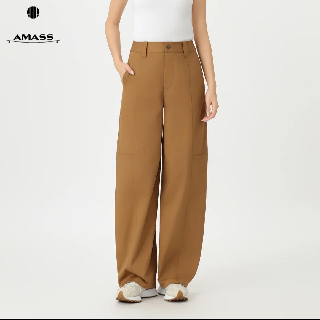 AMASS/阿玛施秋季琥珀流光百搭通勤显瘦阔腿直筒休闲裤女510088