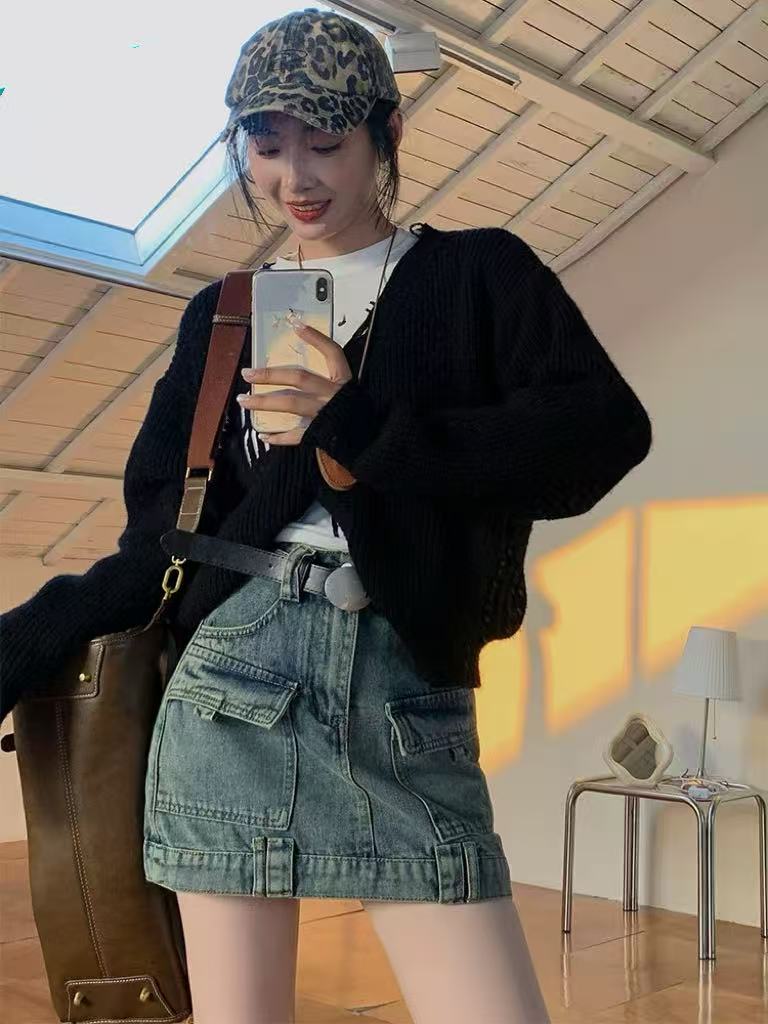 【9599】佰#时尚百搭工装半身裙