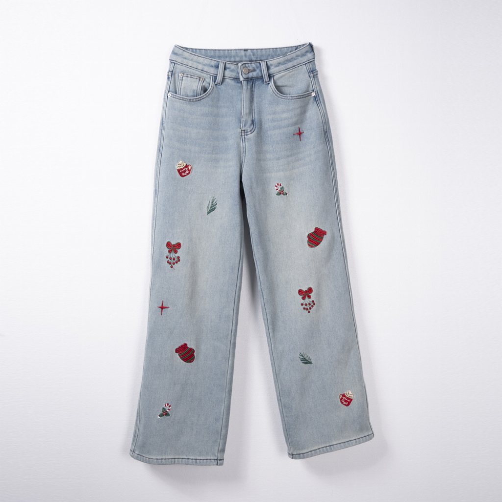 JW/静稳2025新品时尚休闲设计师款潮流女装加绒牛仔裤5552781