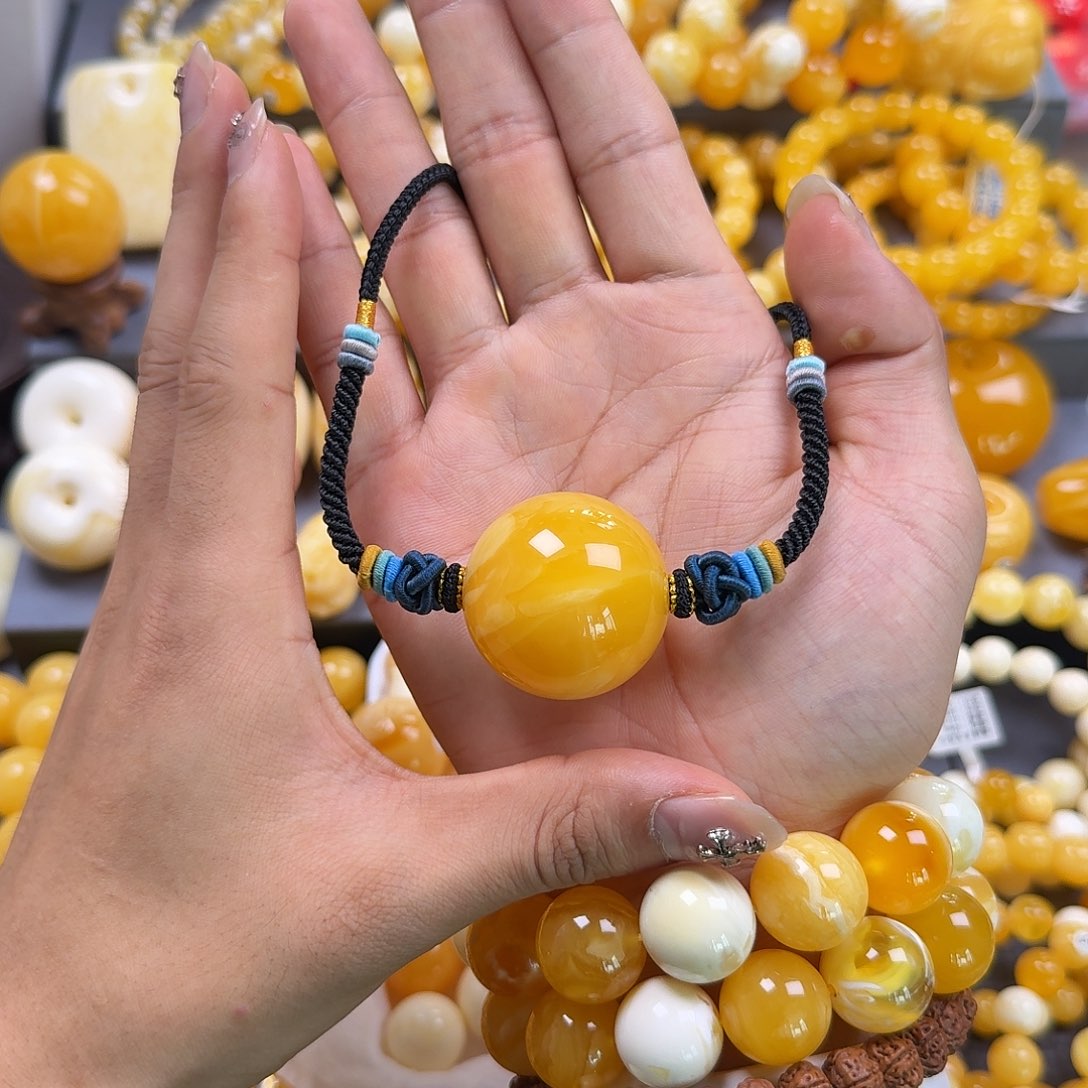 琥珀珠宝奇石未镶嵌锁骨33mm