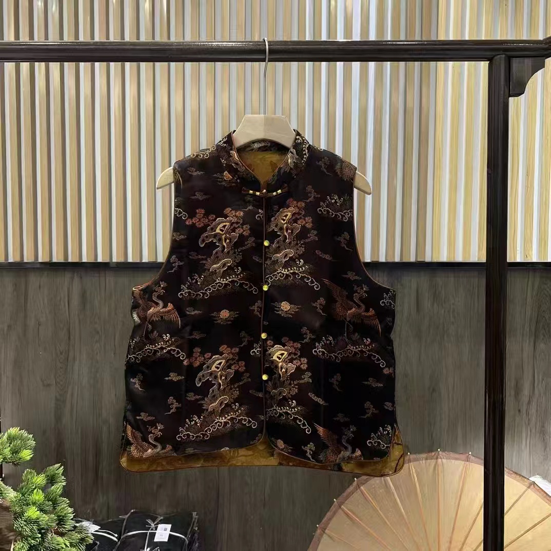 凤求凰2024夏季新中式国风宋锦织金马甲