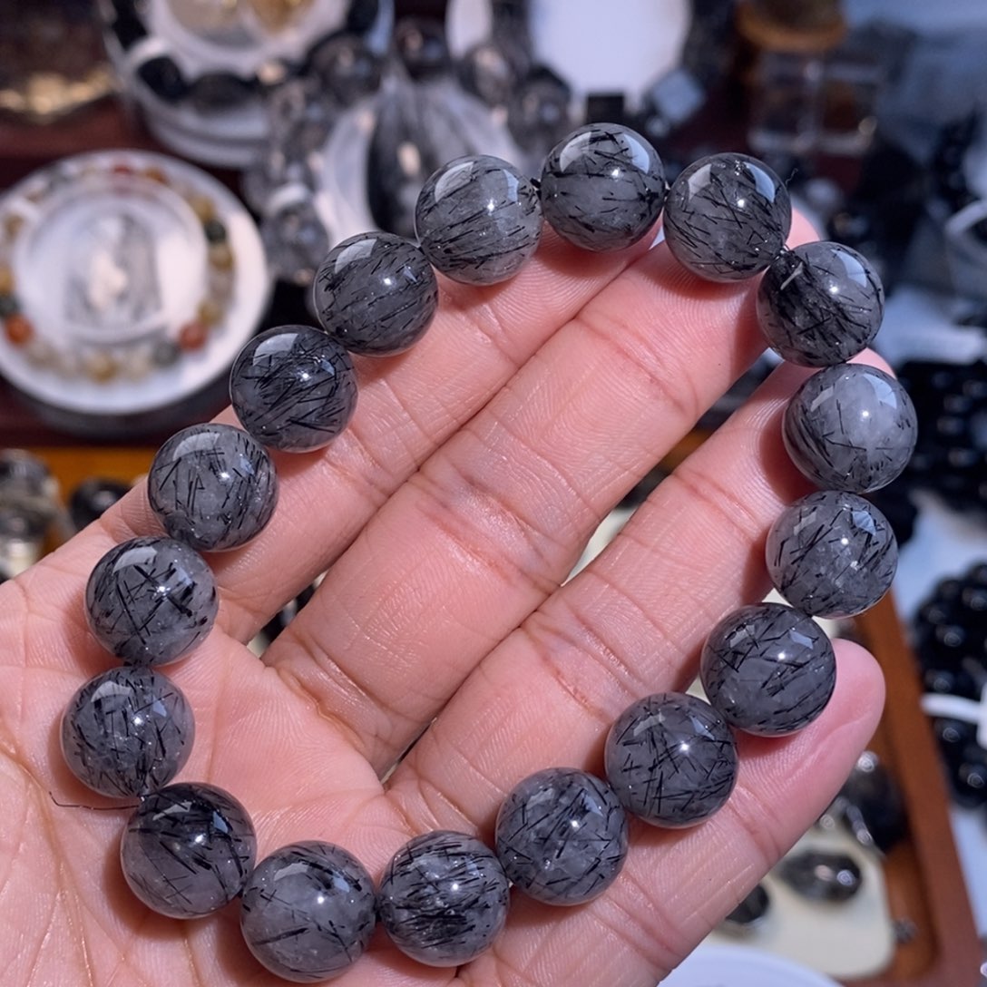 水晶未镶嵌手链黑发晶12mm入门款