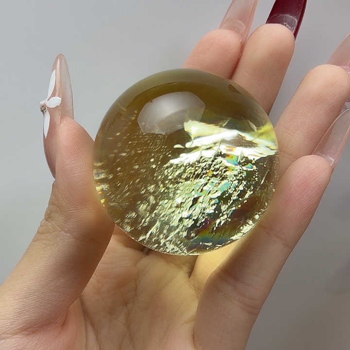 黄晶未镶嵌珠宝半成品彩虹45.2mm
