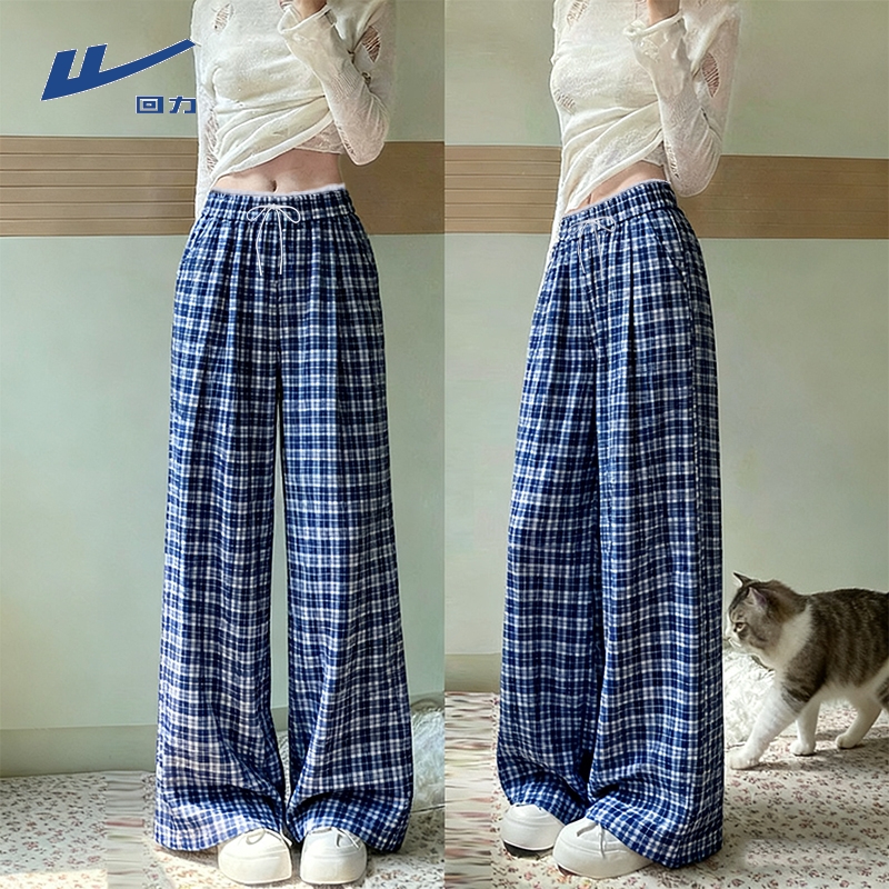 【回力】格子裤女2026新款爆款流行穿搭女款直筒运动裤春秋潮流新品