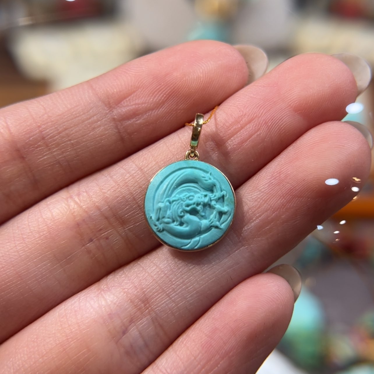 【闪购商品】18K金镶嵌绿松石吊坠(不含链)