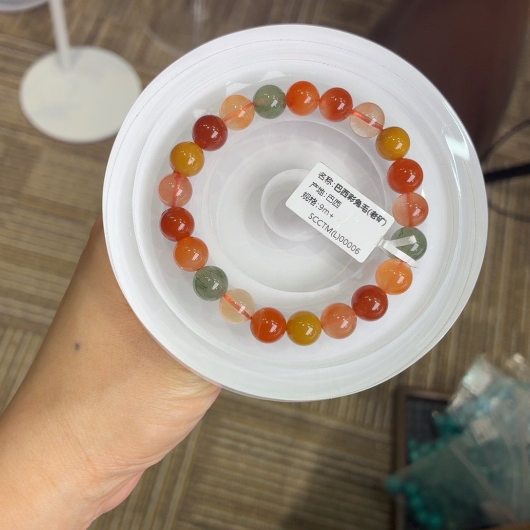 水晶未镶嵌手串老矿料彩兔毛9m+