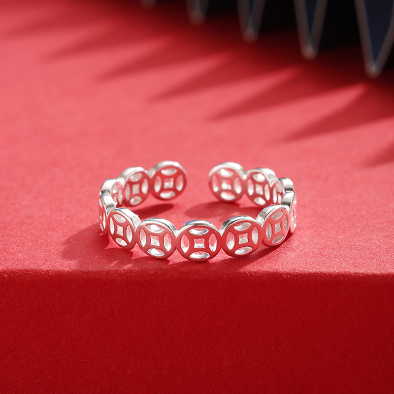 铜钱开口戒指招财进宝指环时尚轻奢百搭配饰