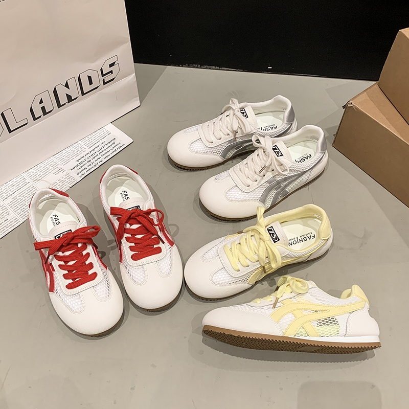 TYMOKE~2025新款拼色镂空透气单网德训阿甘鞋女